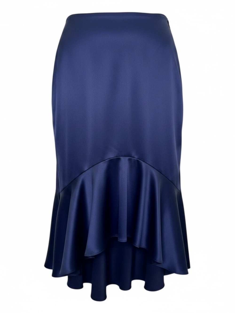 David's Bridal Navy Blue Satin High Low Ruffle Skirt Size 22 NWT Brand New